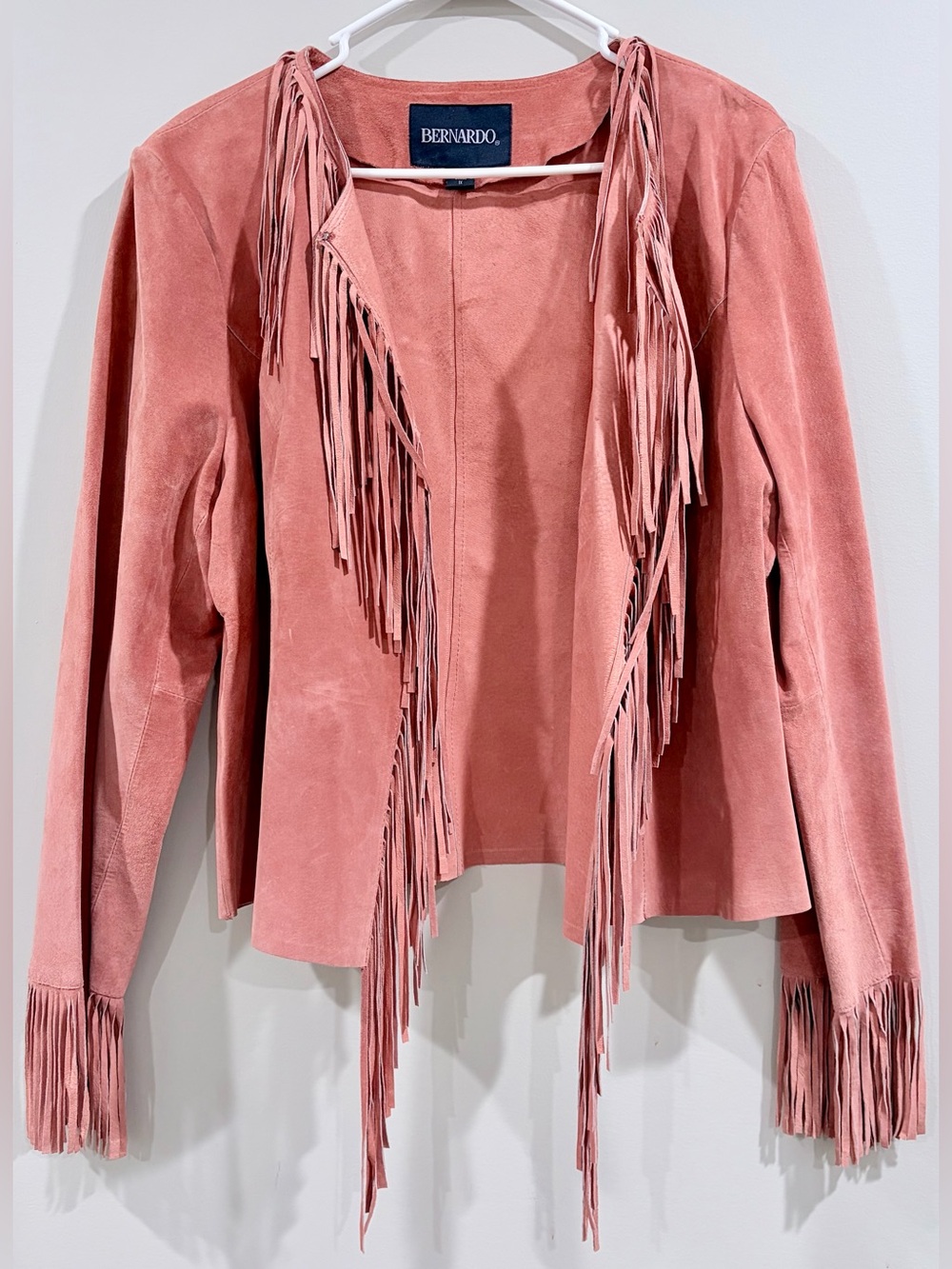 Bernardo Rose Pink Suede Fringe Jacket